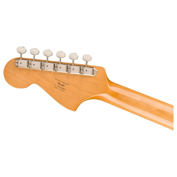 Squier FSR Classic Vibe Bass VI LRL, Matching Headstock, Candy Apple Red - back of headstock