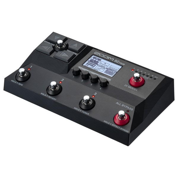 Zoom B2 Four Bass Guitar Effects Processor and Amp Emulator - Angled