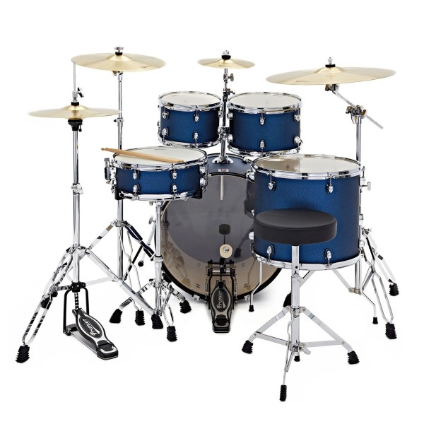 Premier Revolution 22" 5pc Drum Kit Bundle, Blue Stardust