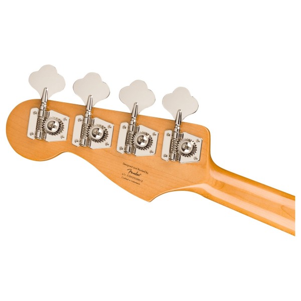 Squier FSR Classic Vibe Active '70s Jazz Bass LRL, Matching Headstock, Candy Apple Red - back of headstock