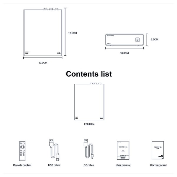 Topping E30 II Lite Desktop DAC - dimensions