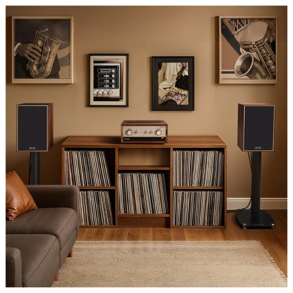 LEAK Sandwich 100 Bookshelf Speakers, Walnut - lifestyle 2 