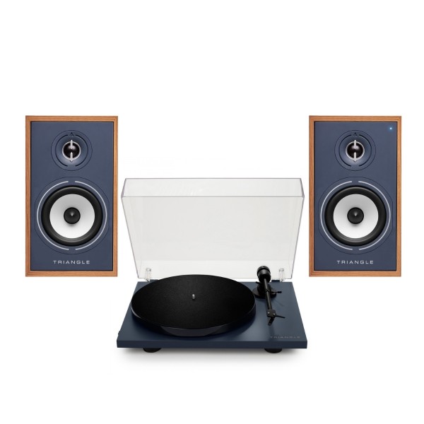 Triangle Borea BR02 Connect Active Speakers with Lunar 1 Manual Turntable, Blue - mai n