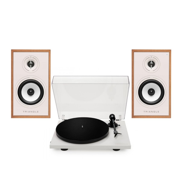 Triangle Borea BR02 Connect Active Speakers with Lunar 1 Manual Turntable, Oak - main 
