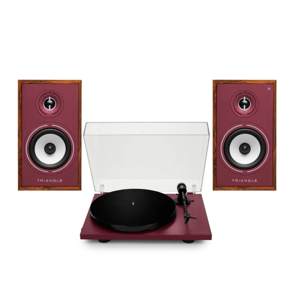 Triangle Borea BR02 Connect Active Speakers with Lunar 1 Manual Turntable, Burgundy - main 
