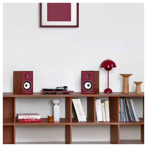 Triangle Borea BR02 Connect Active Speakers with Lunar 1 Manual Turntable, Burgundy - lifestyle 1 