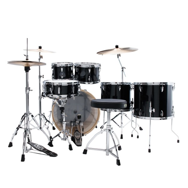 Tama Imperialstar 22'' 6pc Drum Kit w/Meinl Cymbals, Hairline Black- back