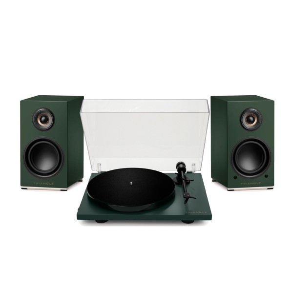 Triangle AIO Twin Active Speakers with Lunar 1 Manual Turntable, Green - main 