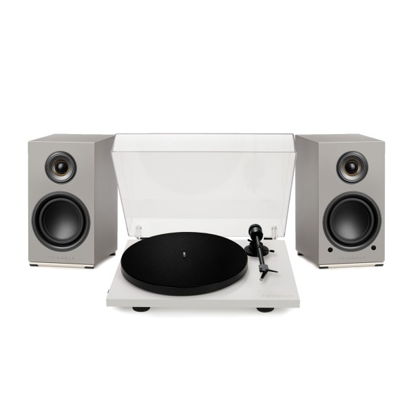 Triangle AIO Twin Active Speakers with Lunar 1 Manual Turntable, Grey - main 