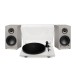 Triangle AIO Twin Active Speakers with Lunar 1 Manual Turntable, Grey