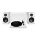 Triangle AIO Twin Active Speakers with Lunar 1 Manual Turntable, White