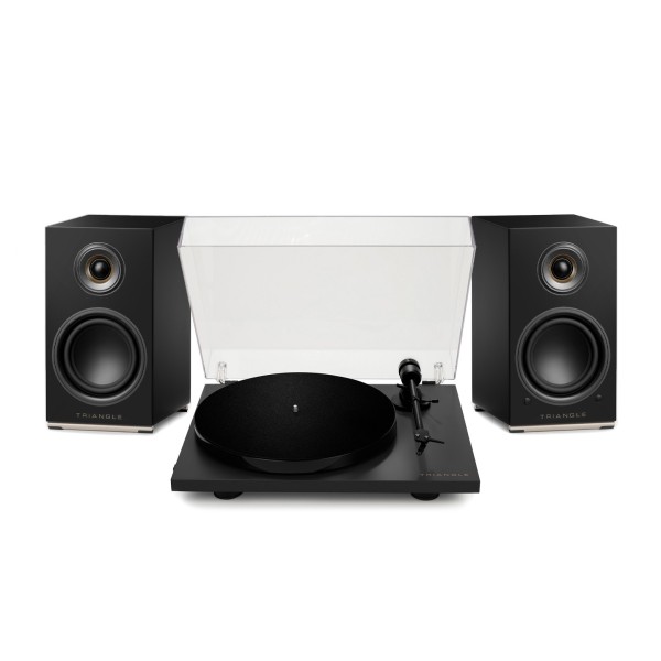 Triangle AIO Twin Active Speakers with Lunar 1 Manual Turntable, Black - main 