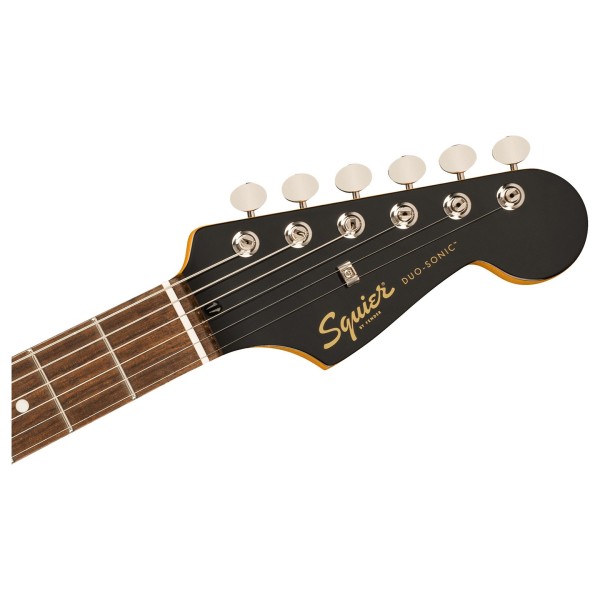 Squier Classic Vibe Duo-Sonic HS LRL, Matching Headstock, Black - headstock