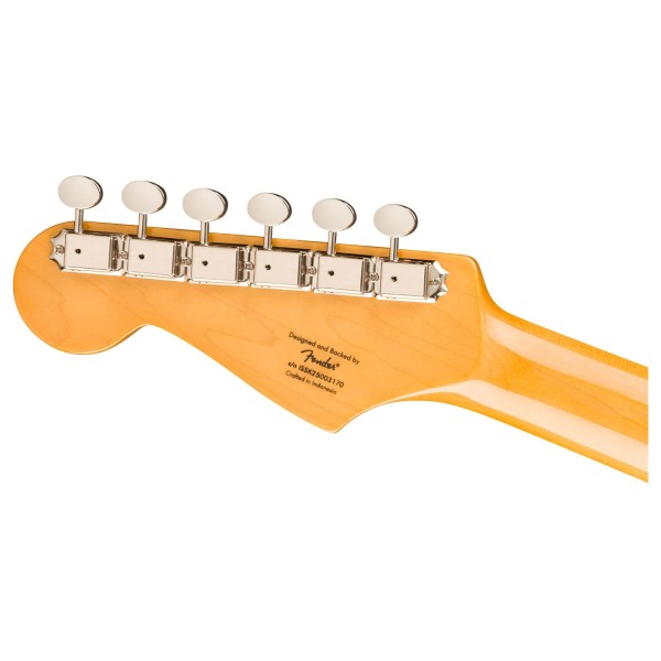 Squier Classic Vibe Duo-Sonic HS LRL, Matching Headstock, Black - back of headstock
