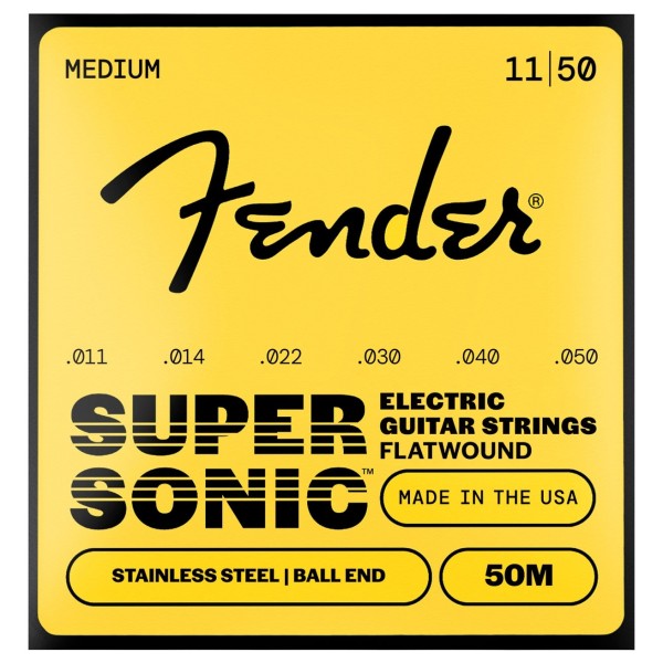 Fender SuperSonic 50M Guitar Strings, Flatwound Stainless Steel, Ball End, Gauges .011-.050
