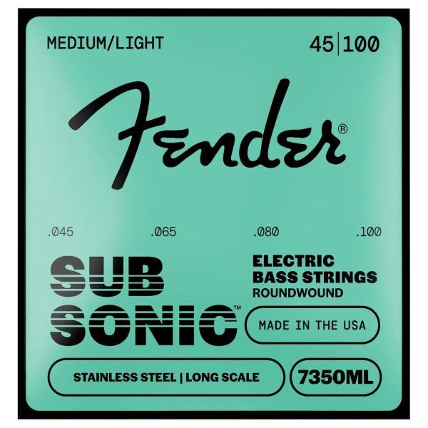 Fender SubSonic 7350ML Bass Strings, Stainless Steel, Long Scale, Gauges .045-.100, (4)