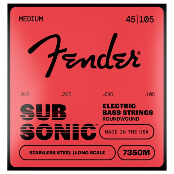 Fender SubSonic 7350M Bass Strings, Stainless Steel, Long Scale, Gauges .045-.105, (4)