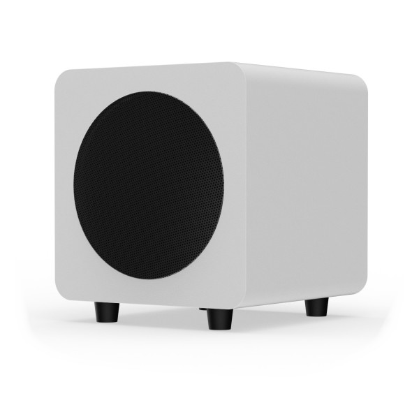 Kanto SUB6 Vinyl Subwoofer, Matte White - Angled
