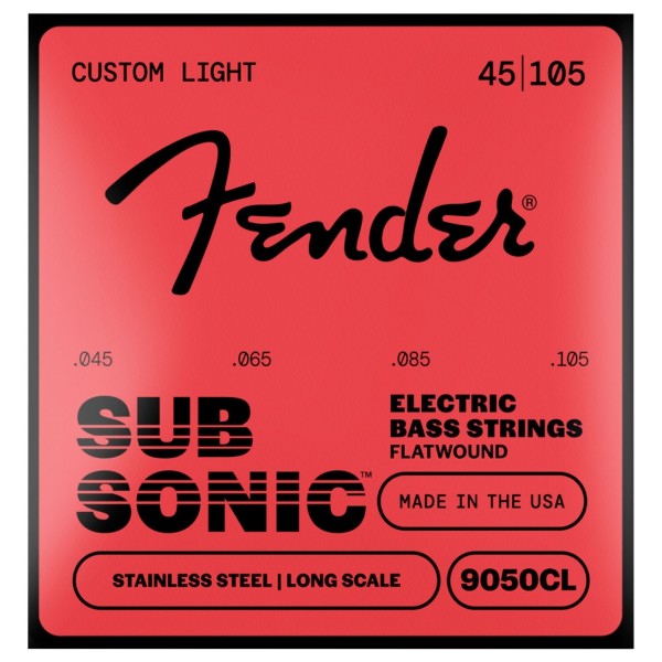 Fender SubSonic 9050CL Bass Strings, Flatwound Stainless Steel, Long Scale, Gauges .045-.105, (4)