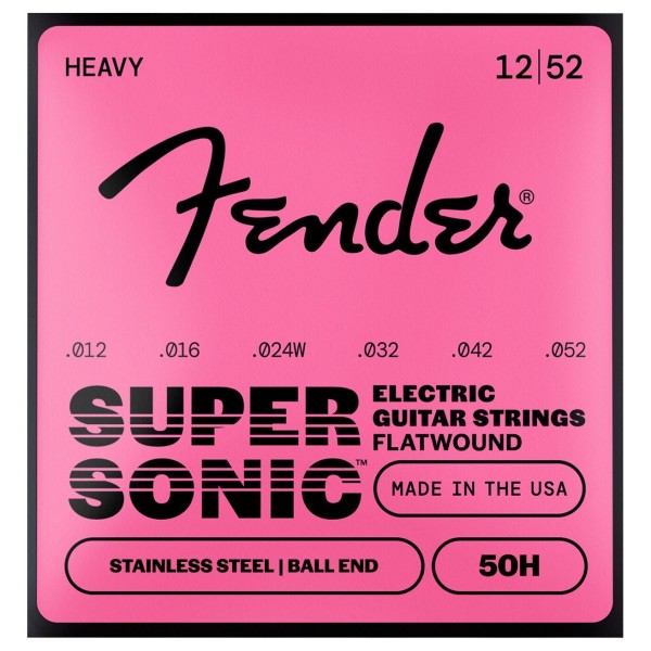 Fender SuperSonic 50H Guitar Strings, Flatwound Stainless Steel, Ball End, Gauges .012-.052