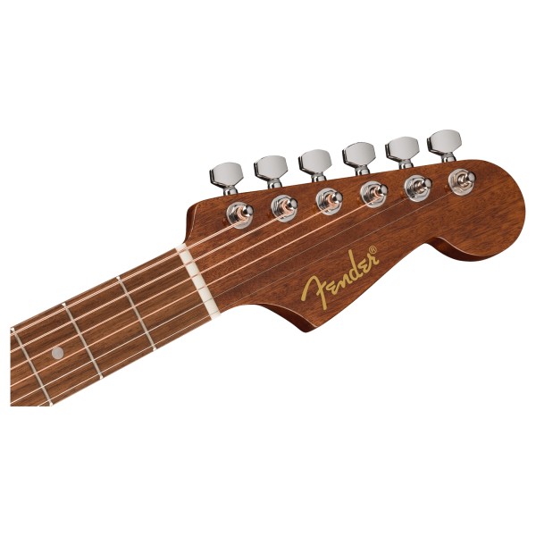 Fender California Standard Redondo Mini with Bag, Sapele Top, Natural Sapele - headstock 