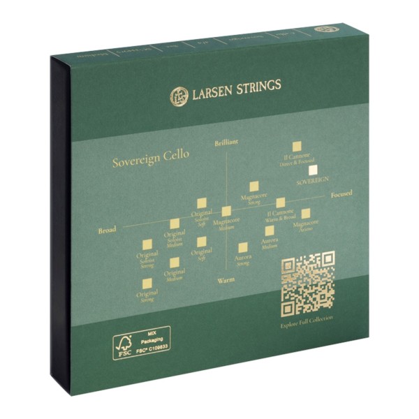 Larsen Sovereign Cello String Set, 4/4 Size 2