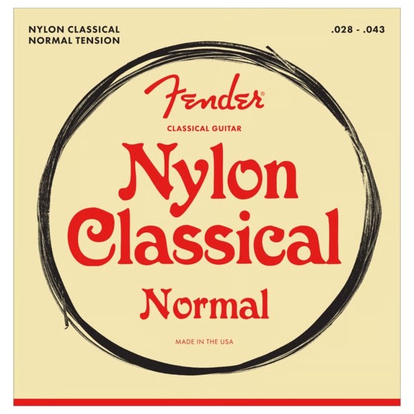 Fender 100C Nylon Classical Acoustic Guitar Strings, Clear/Silver, Tie End, .028-.043 Gauges