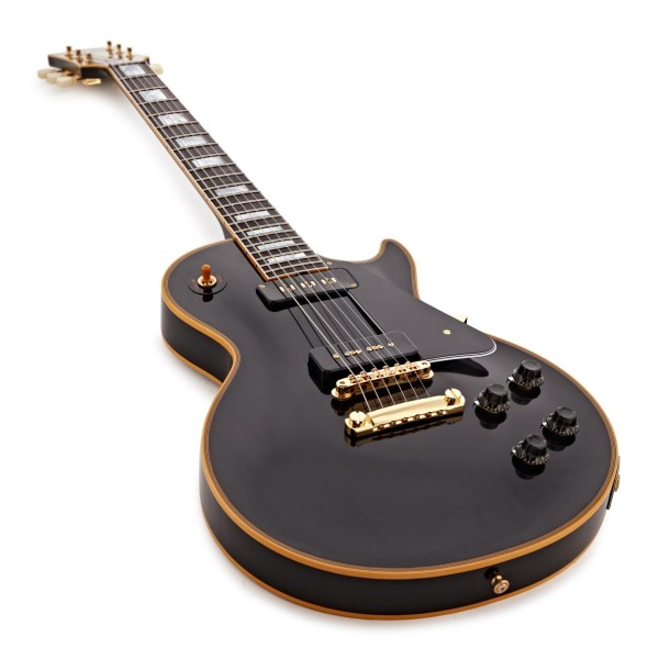 Gibson Custom 1954 Les Paul Custom Staple Pickup Reissue VOS, Ebony #46025 - angled shot