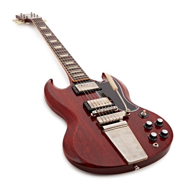 Gibson Custom 1964 SG Standard Reissue w/ Maestro Vibrola VOS, Cherry Red #505164 - angled shot