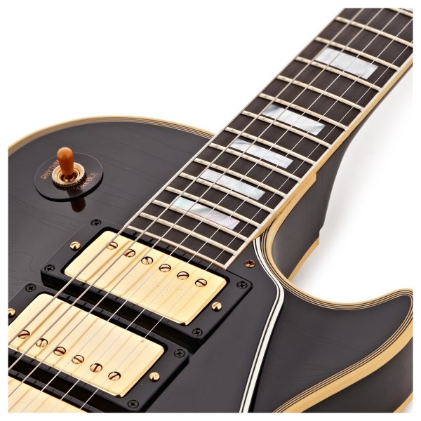 Gibson Custom 1957 Les Paul Custom Reissue 3-Pickup Bigsby Light Aged, Ebony #751224 - upper frets