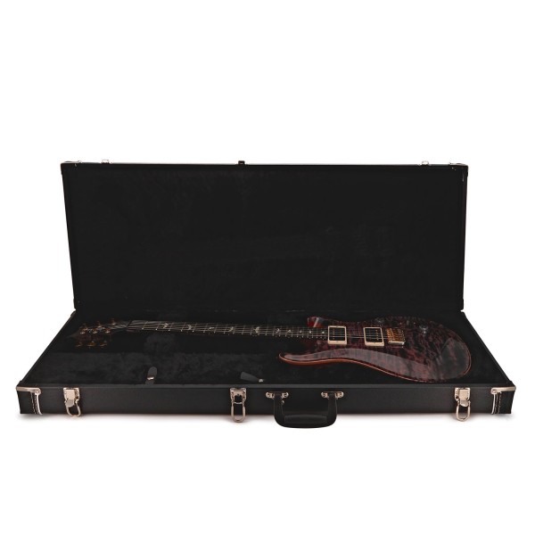 PRS Custom 24 10 Top Ebony Fingerboard, Quilt Purple Iris - case open 