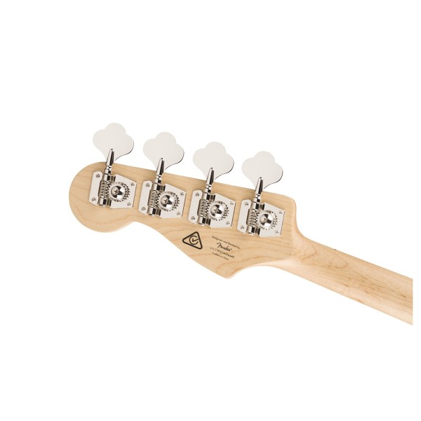 Squier Affinity Series Active Jazz Bass, Maple Fingerboard, Black Pickguard, Olympic White - Headstock, Back
