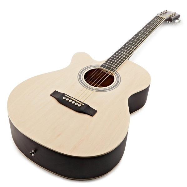 Single Cutaway Left Handed Acoustic Guitar Pack by Gear4music, Natural