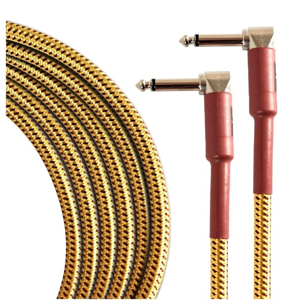 Tourtech 6m/20ft Braided Tweed Angled Guitar Cable
