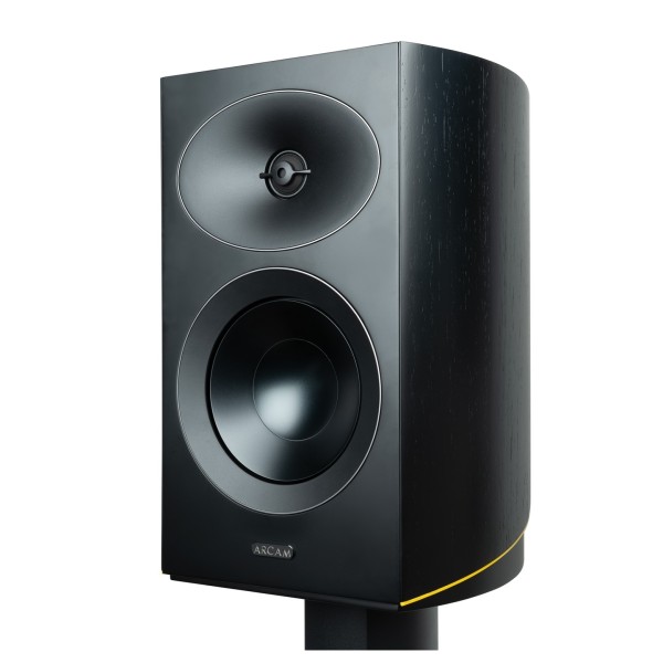 Arcam Radia R25 Bookshelf Speakers (Pair), Black - stand cloeseup 