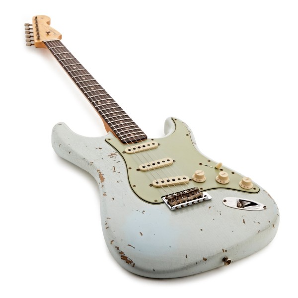 Fender Custom Shop '63 Stratocaster Heavy Relic RW, Faded Aged Sonic Blue - angled shot