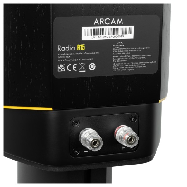 Arcam Radia R15 Bookshelf Speakers (Pair), Black  - terminals 