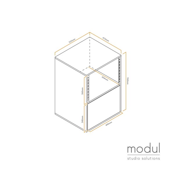 modul 8U Studio Rack Cabinet, Light Oak
