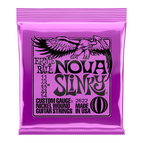 Ernie Ball Nova Slinky Wound G Nickel Wound Electric Guitar Strings, 11-54