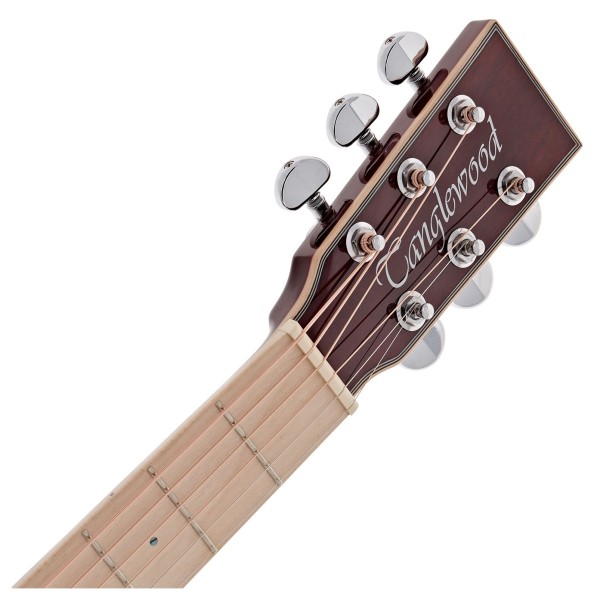 Tanglewood TW4-E-BLB Winterleaf Super Folk, Barossa Red Gloss - headstock 
