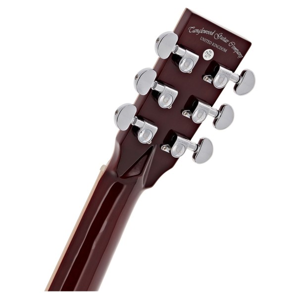 Tanglewood TW4-E-BLB Winterleaf Super Folk, Barossa Red Gloss - headstock back 