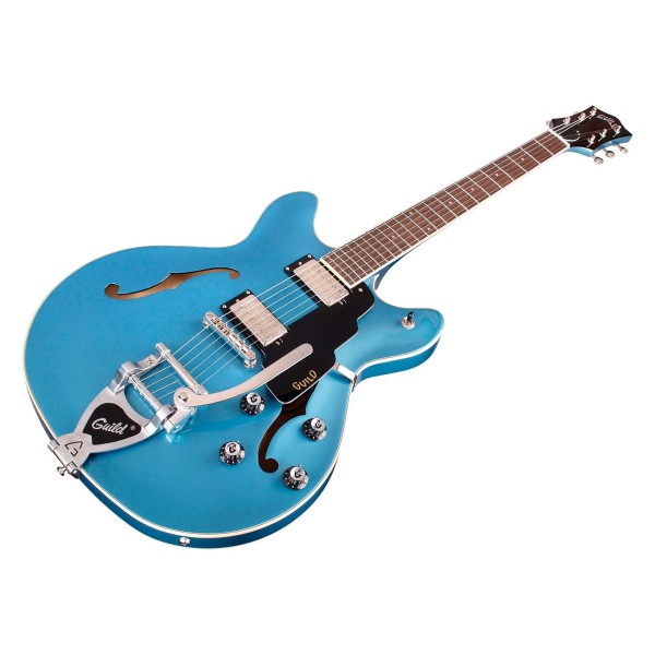 Guild Starfire I Double Cut Vibrato, Pelham Blue - angled shot