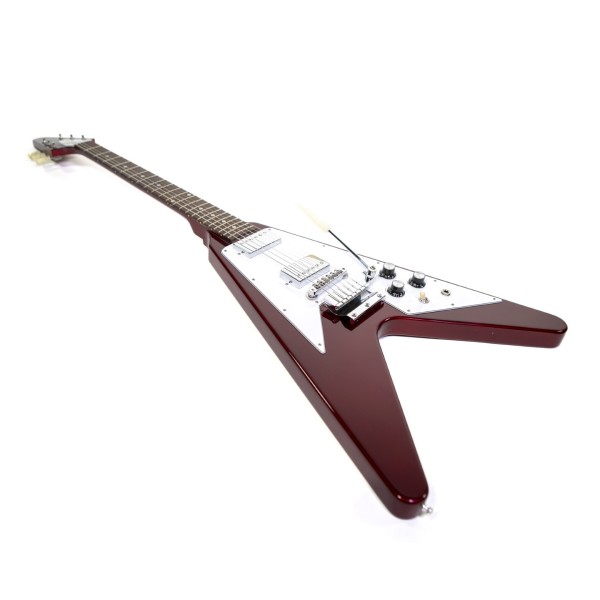 Gibson Custom 1967 Mahogany Flying V Maestro Vibrola VOS, Sparkling Burgundy #300307 - reverse angled shot