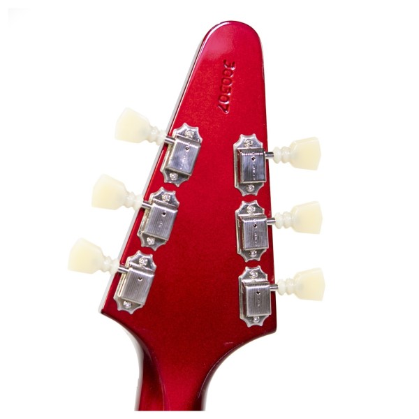 Gibson Custom 1967 Mahogany Flying V Maestro Vibrola VOS, Sparkling Burgundy #300307 - back of headstock