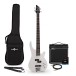 Chicago Bass Guitar White, 15W Bass Amp & Accessory Pack