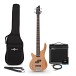 Chicago Left Handed Bass Guitar Natural, 15W Bass Amp & Accessory Pack