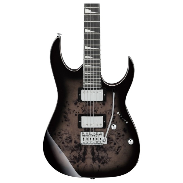 Ibanez GRG220PA1, Transparent Brown Black Burst Body close up