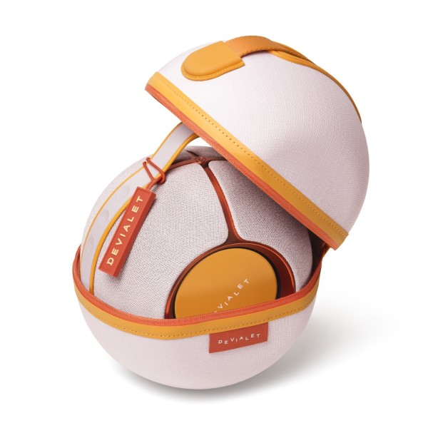 Devialet Mania Portable Wireless Speaker with Cocoon Case, Rose Bloom - in case 