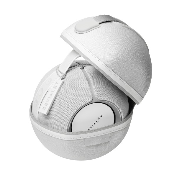 Devialet Mania Portable Wireless Speaker with Cocoon Case, White Mist - in case 