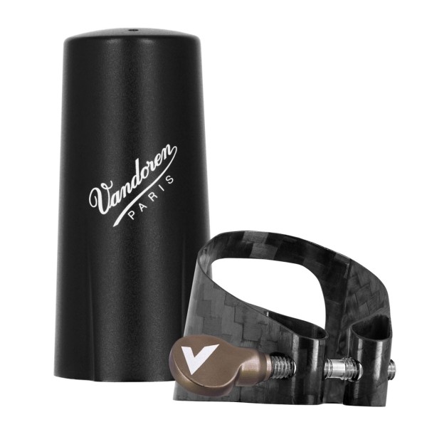 Vandoren Carbon Bb Clarinet Ligature and Cap, Bronze Hardware 1